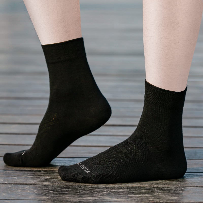 YUEDGE Basic Womens Socks Dress Socks Breathable Black Cotton Thin Crew Socks For Women, Size 6-9, 5 Pairs/Pack - Image 2